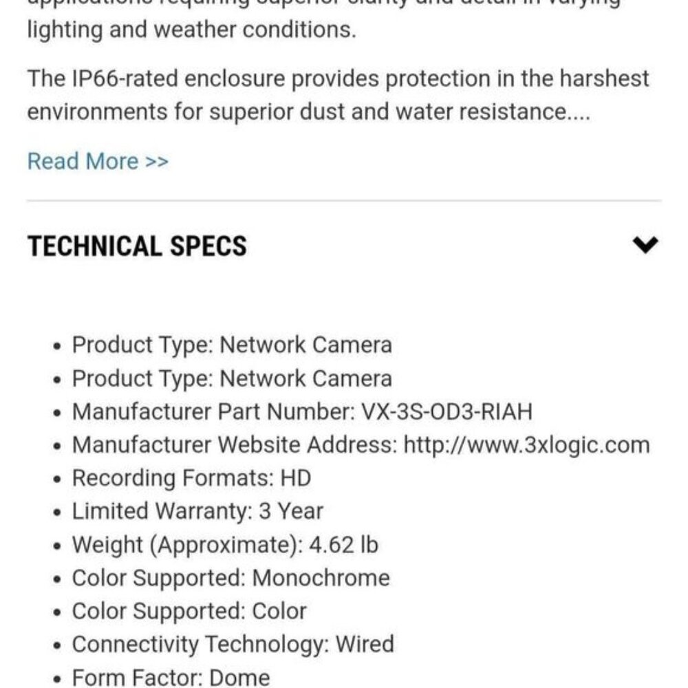 3xLOGIC VISIX 3MP Outdoor Infrared LED Heated HD Network Dome Camera Security - Picture 8 of 9